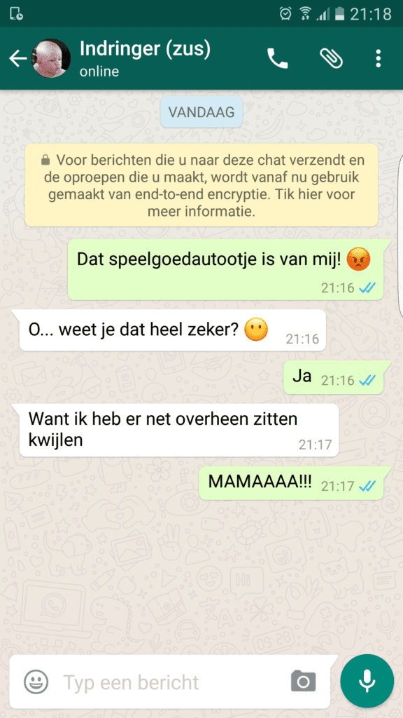 Peuters op WhatsApp