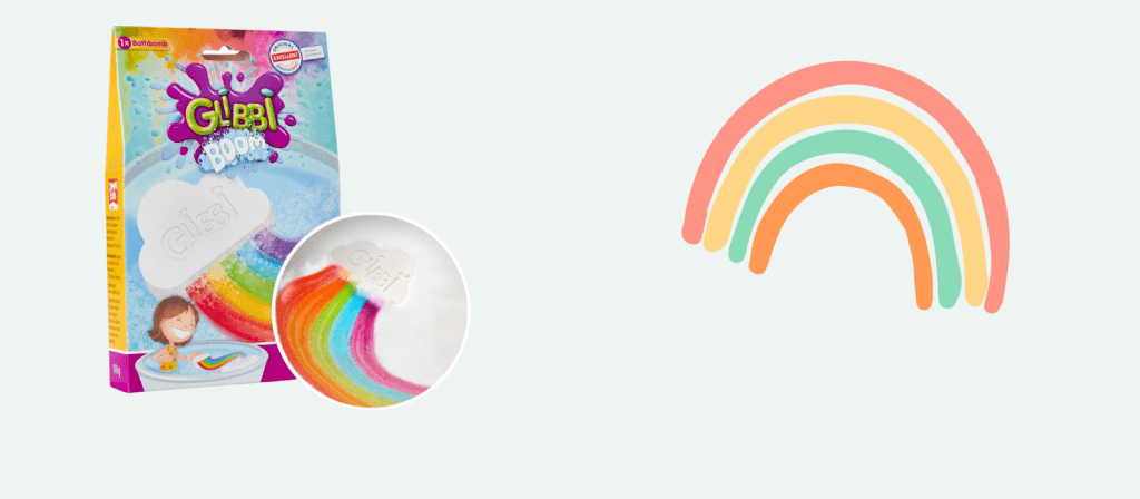 Schoencadeautjes meiden Regenboog badbom